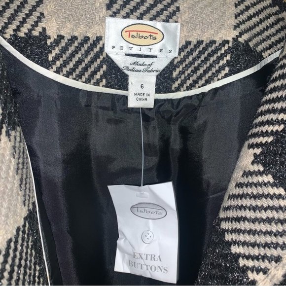 NWT Vintage Talbots Two Piece Skirt Jacket Buffalo Plaid Tan Black Size 6 Petite - Picture 8 of 16